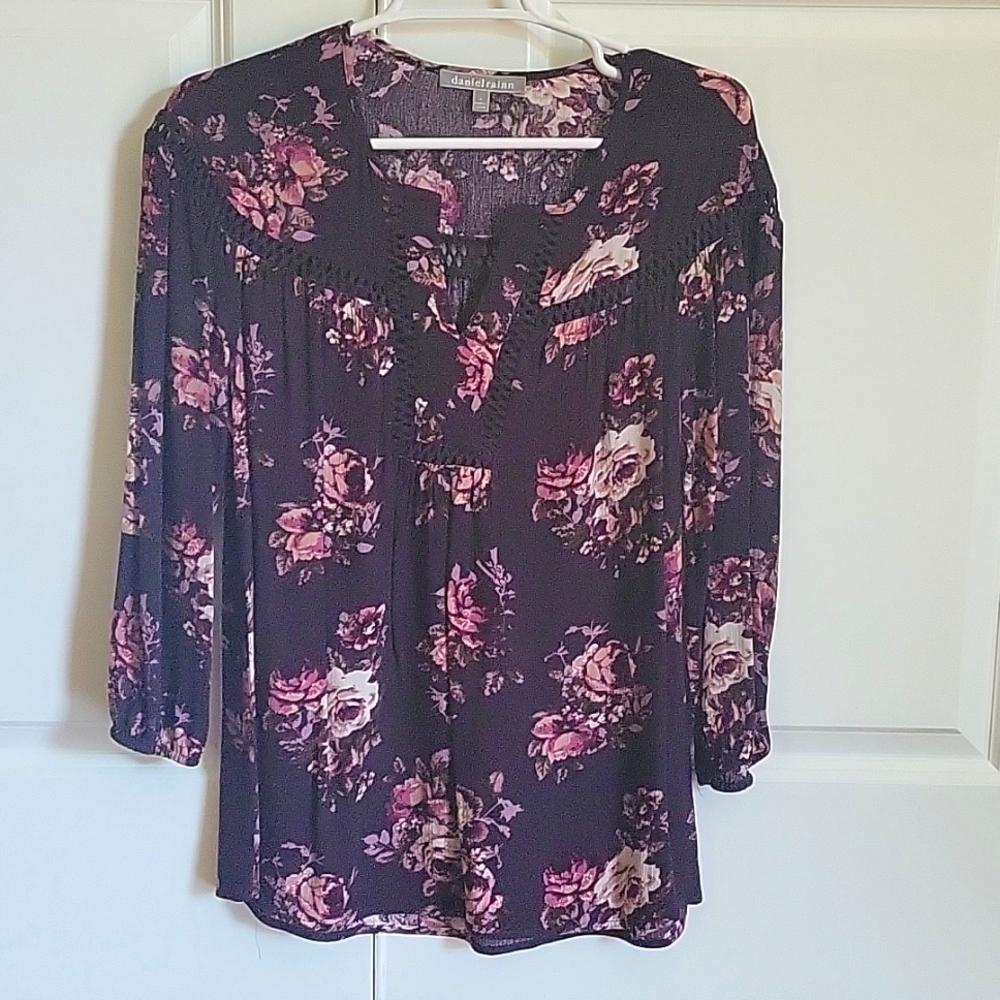 STITCH FIX EXCLUSIVE, Daniel Rainn, Bohemian blouse, crochet detail, sz sm